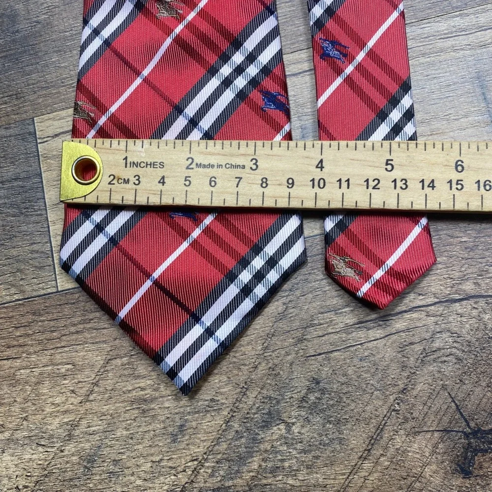Burberry London Silk Tie Mens OS Red Nova Check Plaid Prorsum Knight Italy Luxe
